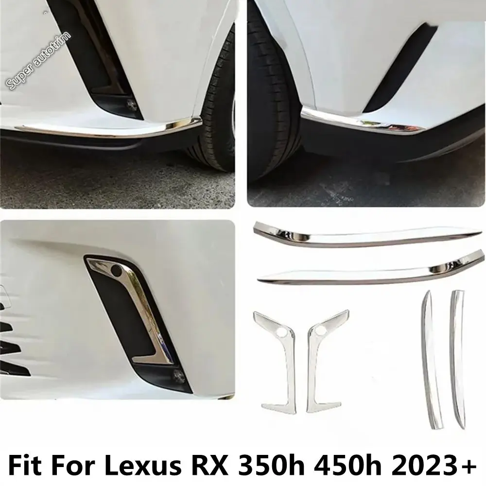 

Front Rear Bumper Fog Light Lamp Eyebrow Corner Strip Protection Cover Trim Metal Accessories For Lexus RX 350h 450h 2023 2024