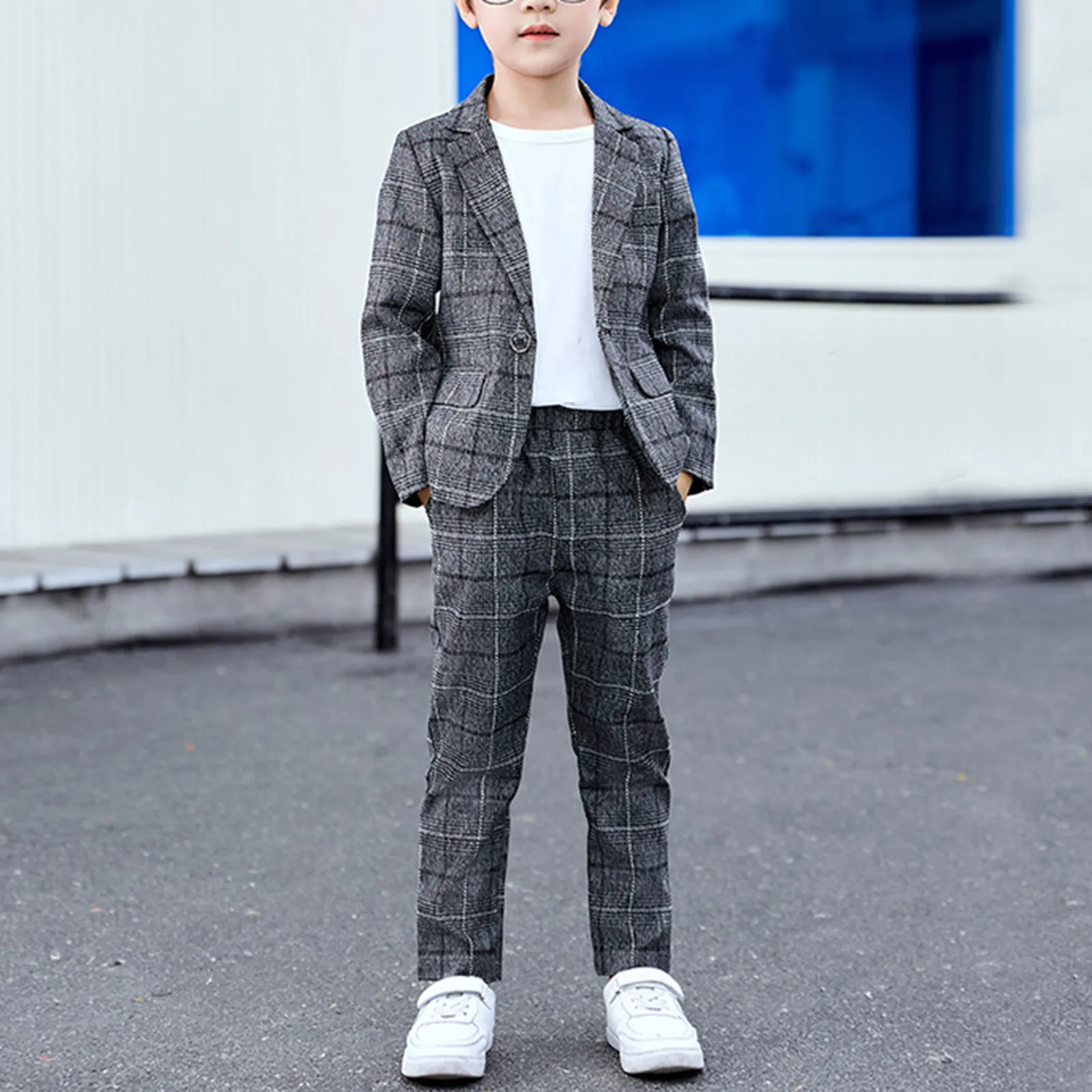 Classic Kids Piano Clothing Sets Formal Checkered Baby Boy Wedding Suits Dresses Children Festive Costume Elegant School Uniform