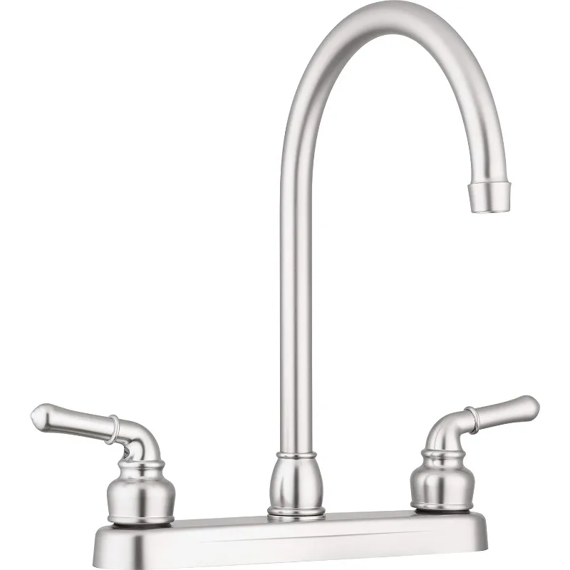 Lynden Modern High Arc Kitchen Sink Faucet - Metallic Plating Over ABS Plastic - Brushed Satin Nickel Plating