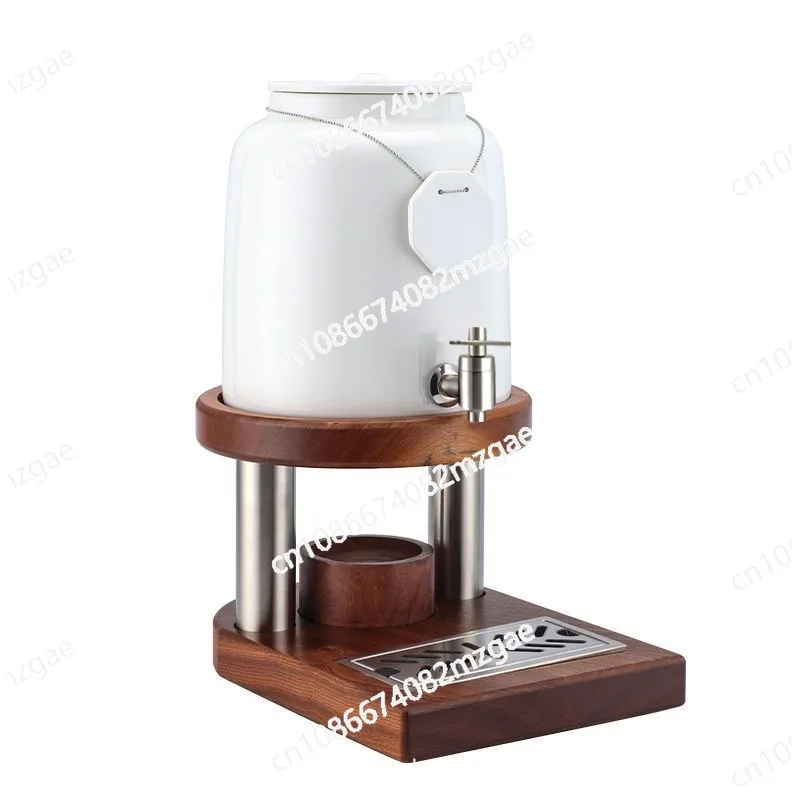 

Electric heating ceramic milk tripod beverage machine adjustable temperature wooden seat stainless steel buffet coffee tripod