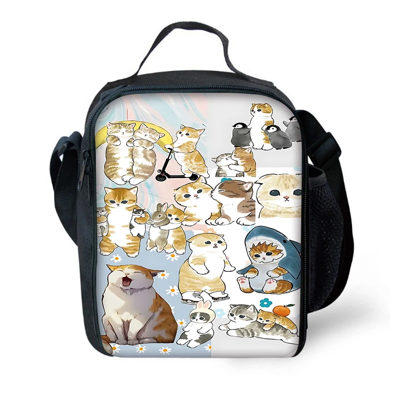 Mofusands de chat mignons isolés pour enfants, sac de grande capacité, garçon et fille, étudiant, pique-nique en plein air, réutilisable, glacière thermique, boîte à lunch