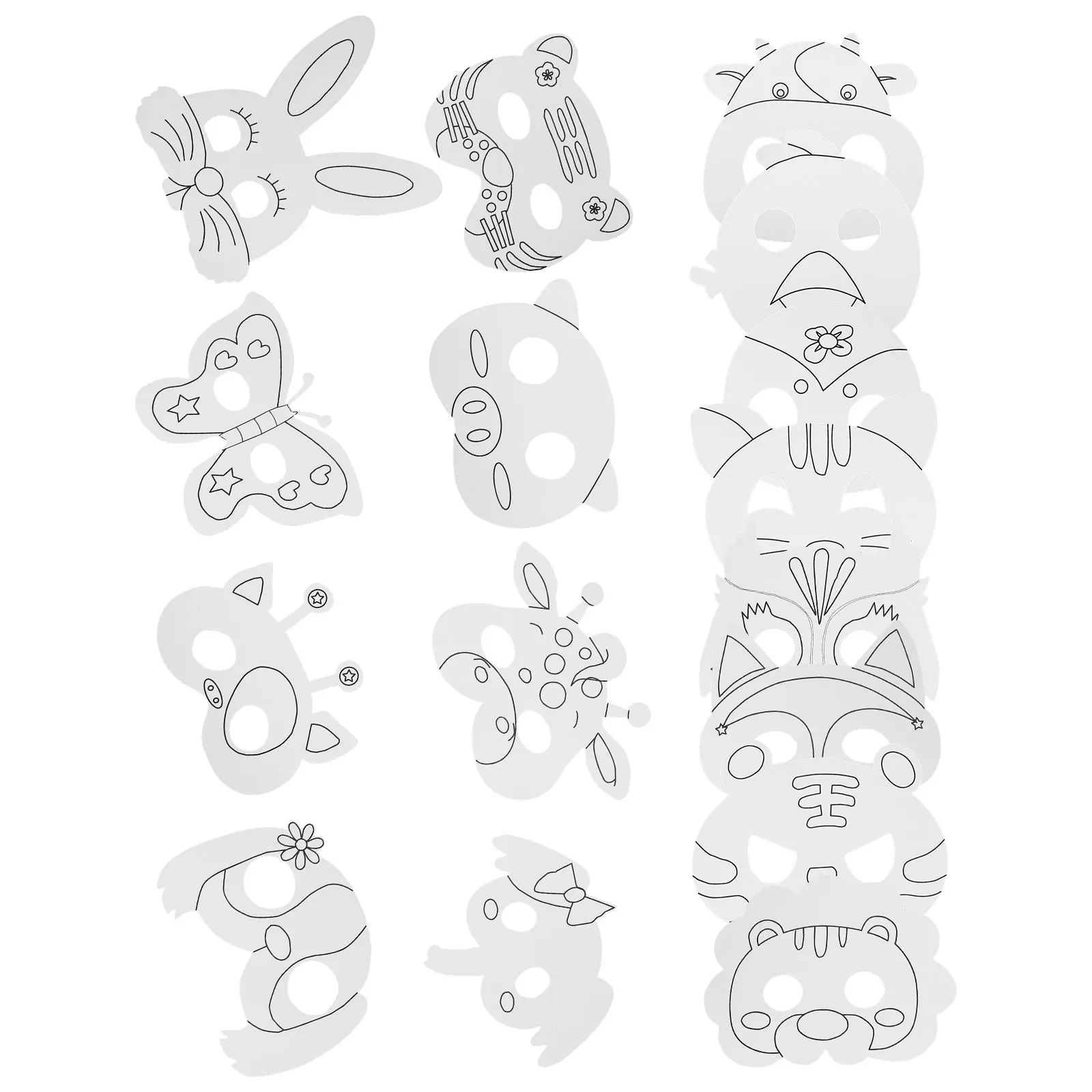 

1 set Children Coloring Masks DIY Unpainted Paper Fox Eye Masquerade Cosplay Blank Handcraft Toys Perfect Halloween Gifts