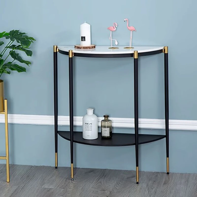 

Nordic Modern Console Tables Minimalist Half Moon Shape Slim Metal Console Tables Elegant Premium Mesa Consola Room Furniture