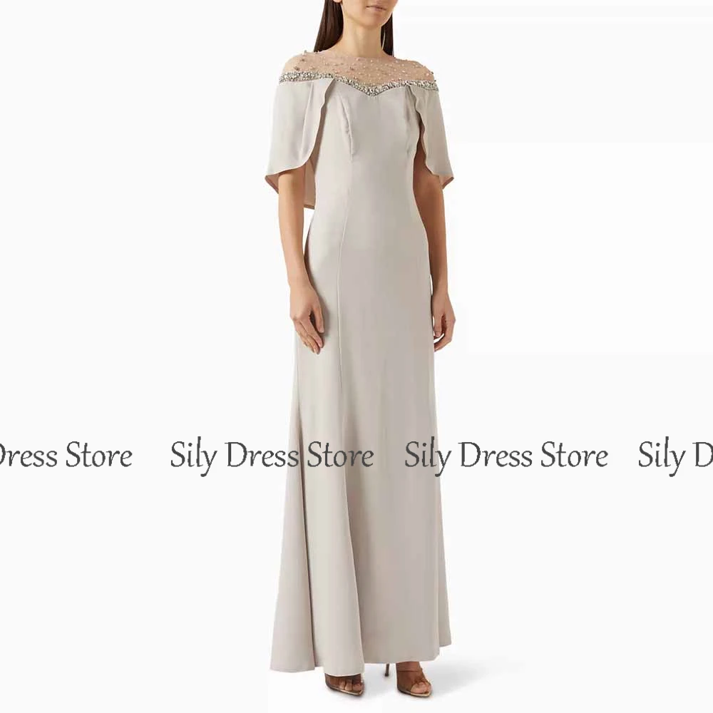 فساتين سهرة فاخرة 2025 جيرسي غمد/عمود فستان المشاهير رقبة دائرية أحجار الراين/كريستال كم كاب Ruched فساتين لحضور الحفلات الموسيقية ميدي #3