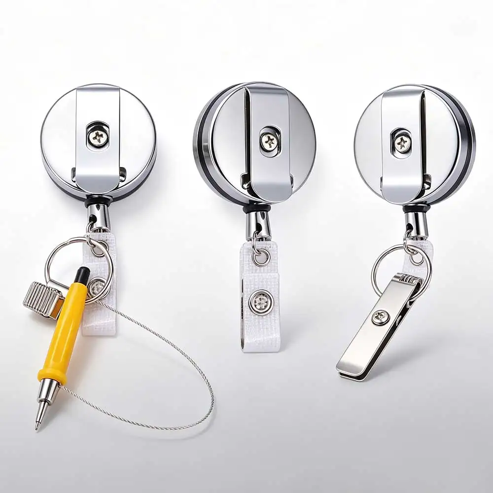 Office Supplies Badge Reels Retractable Pen Clip Belt Clip Key Ring Pull Pen Holder Durability Heavy Duty Pen Lanyard Waiter