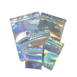 10Pcs/Lot Laser Transparent Holographic Packaging Cosmetic Bag Gift Jewelry Necklace Cosmetics Display With Foil Zip Lock Bags