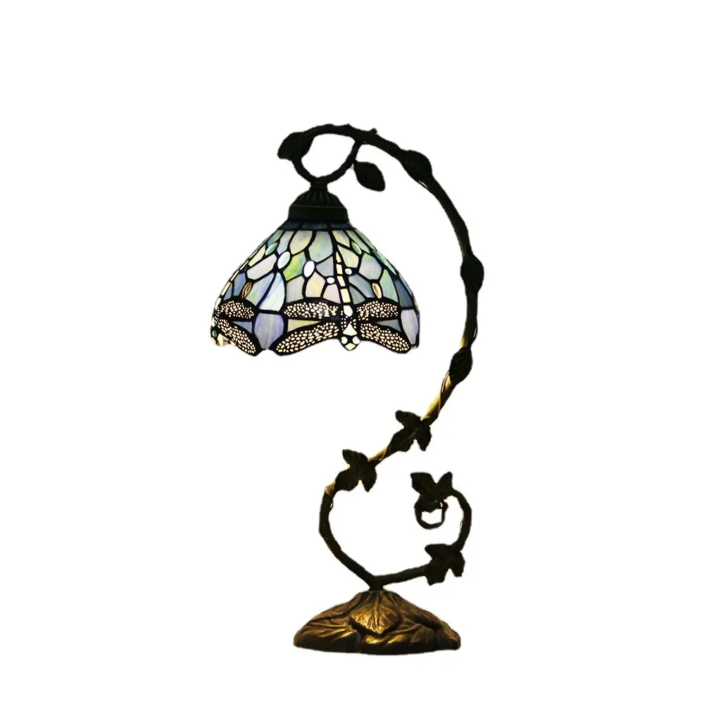 8 Inch 20cm Stained Glass Shade Tiffany Vintage Desk Lamp