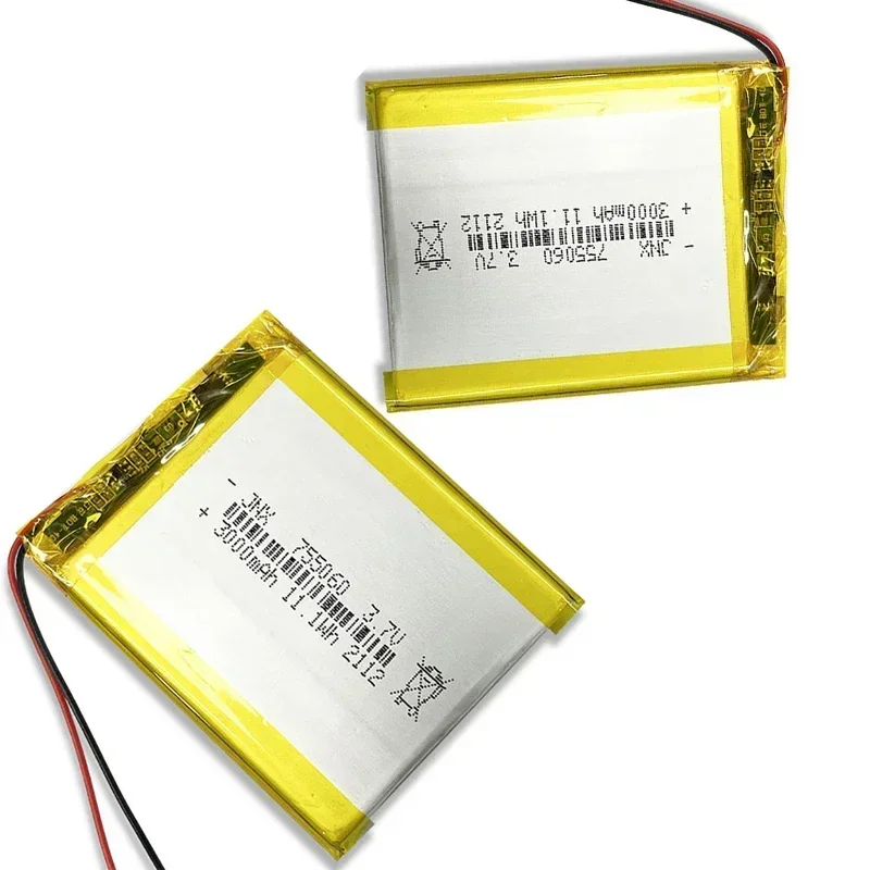 New 3.7V 3000mAh Li-ion Battery 755060 Polymer Batteries Suitable for Mobile Power Toys Tablet Laptop Beauty Medical Equipment