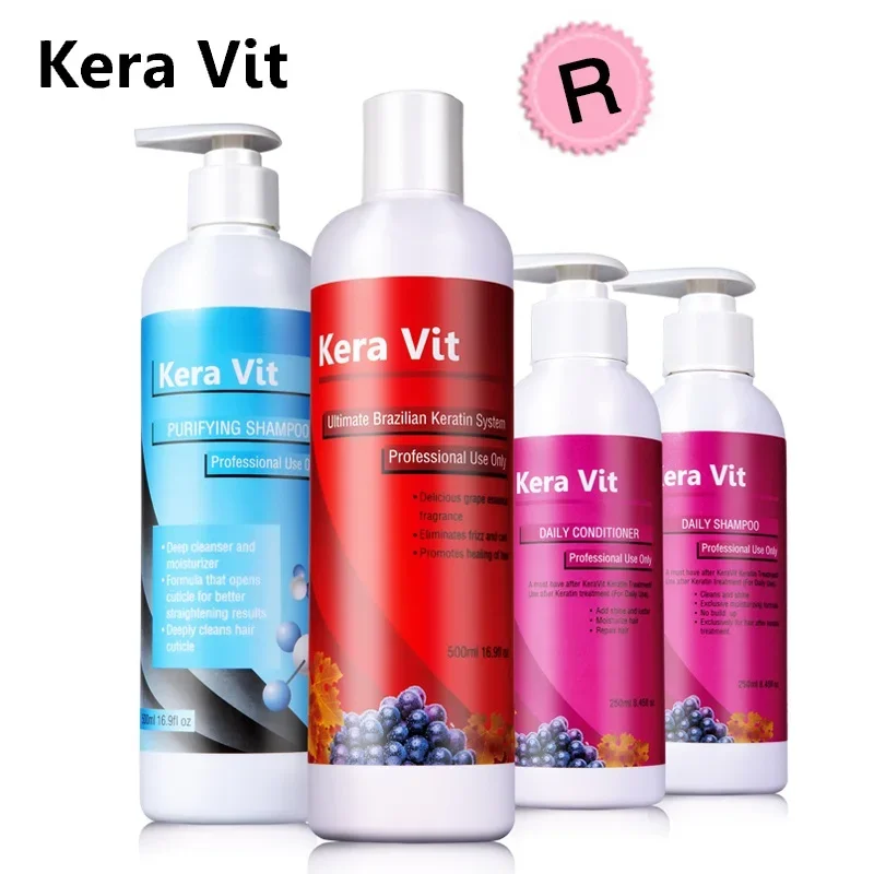 Hair Care 500ml 12% Formalin Keravit Keratin Treatment+500ml Purifying Shampoo+250ml Daily Shampoo+Conditioner Set