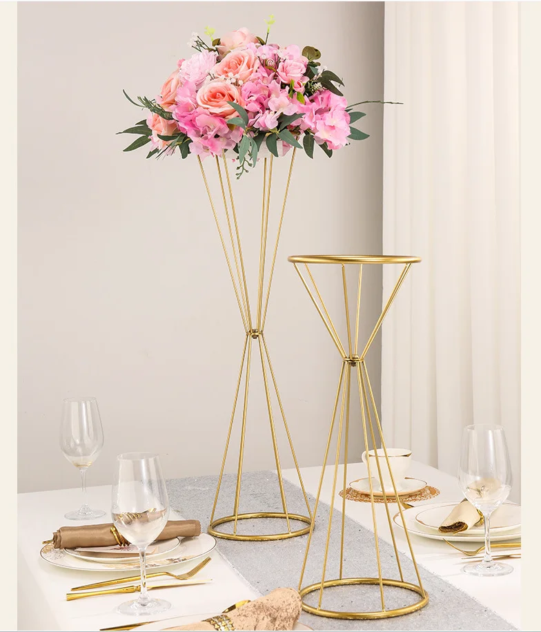 10-teiliges Blumenvasen-Set, Gold/Weiß, Metall-Blumenständer für Hochzeitsdekorationen, Partydekoration, elegantes Blumenregal für den Gang. – Detail 8