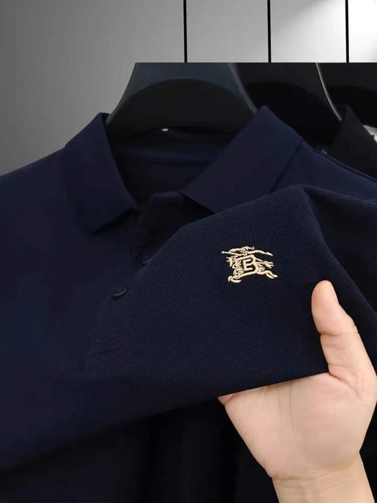 الراقية العلامة التجارية المطرزة قصيرة الأكمام مصمم قميص بولو الصيف موضة كوريا عادية 100% القطن بول تي شيرت ملابس للرجال