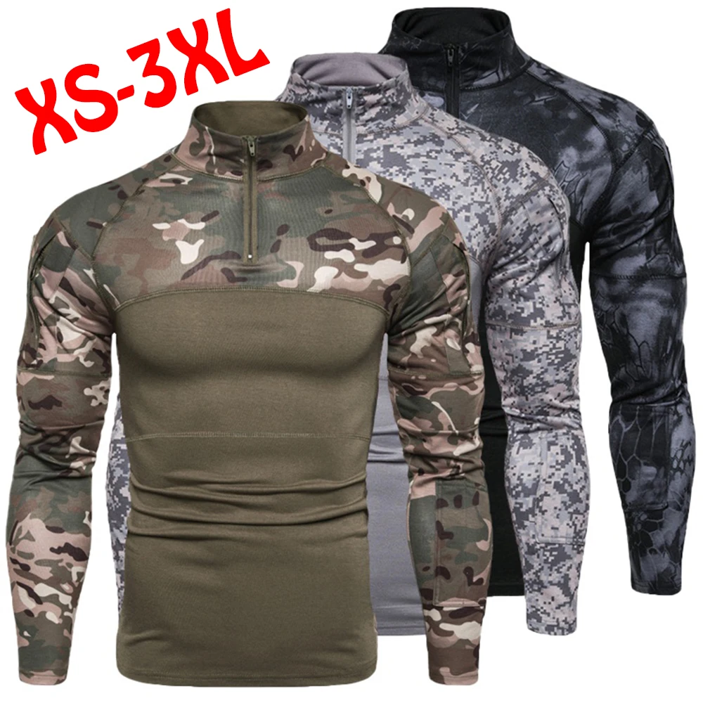 

Longsved Camouflage Tactical Long Sve Men's T-irt Polyester Fabric Military Sle Workwear Slim Fit Youth Faion
