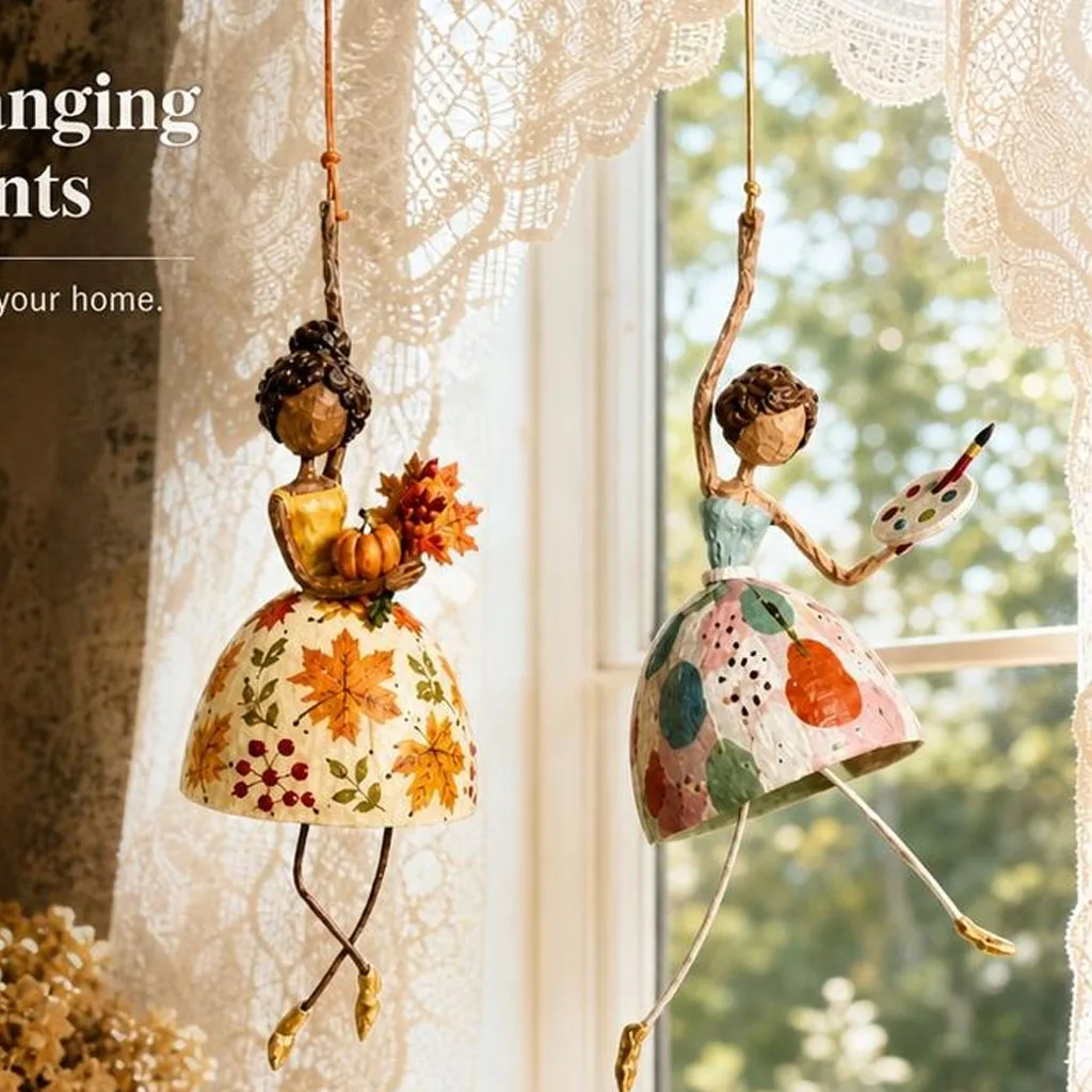 Vintage fantasy dancer hanging decorations, vintage folk fairy wind chime ornaments, light breeze cottage decorations