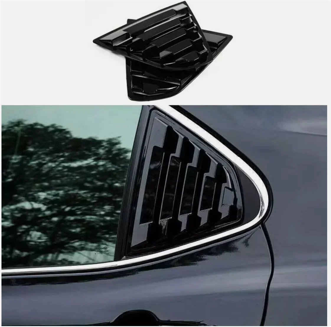 Rear Quarter Window Louver Scoop Side Vent For Toyota Camry 2018-23 Glossy Black