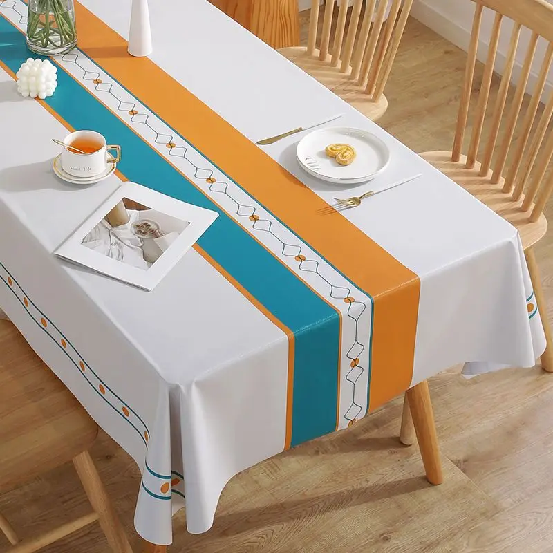 Modern Concise Style Pattern Waterproof Rectangular Polyester Tablecloth Home Decor Kitchen Living Room Wedding Party