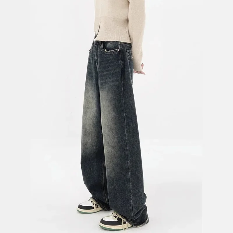2024 Harajuku Y2K Loose Jeans Women's Streetwear Retro Fashion High Waisted Pants High Street Loose Wide Leg Denim Pants