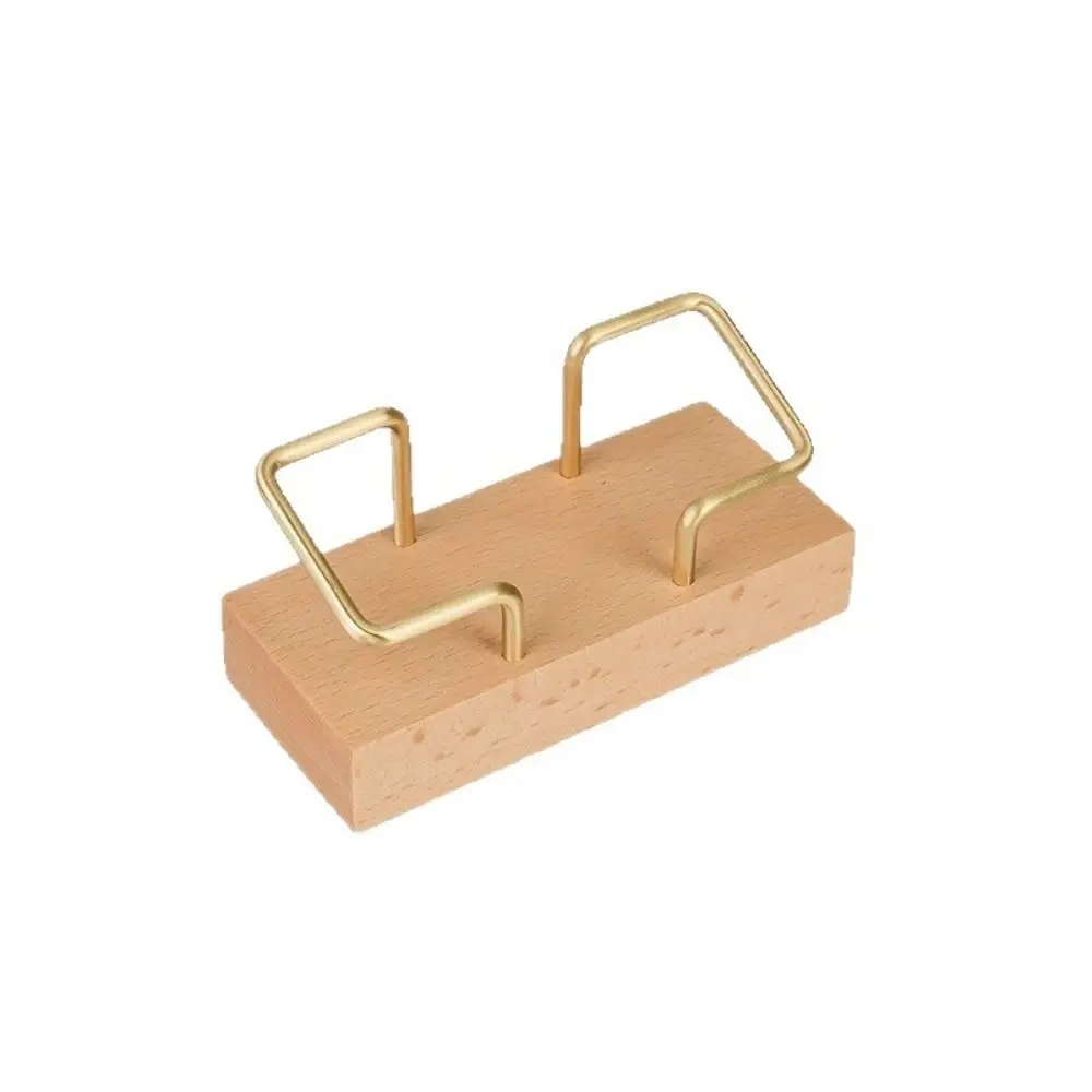 Tabletop Shelf Business Card Holder Card Storage Walnut Wood Cards Display Stand Metal Beech Wood Card Organizer