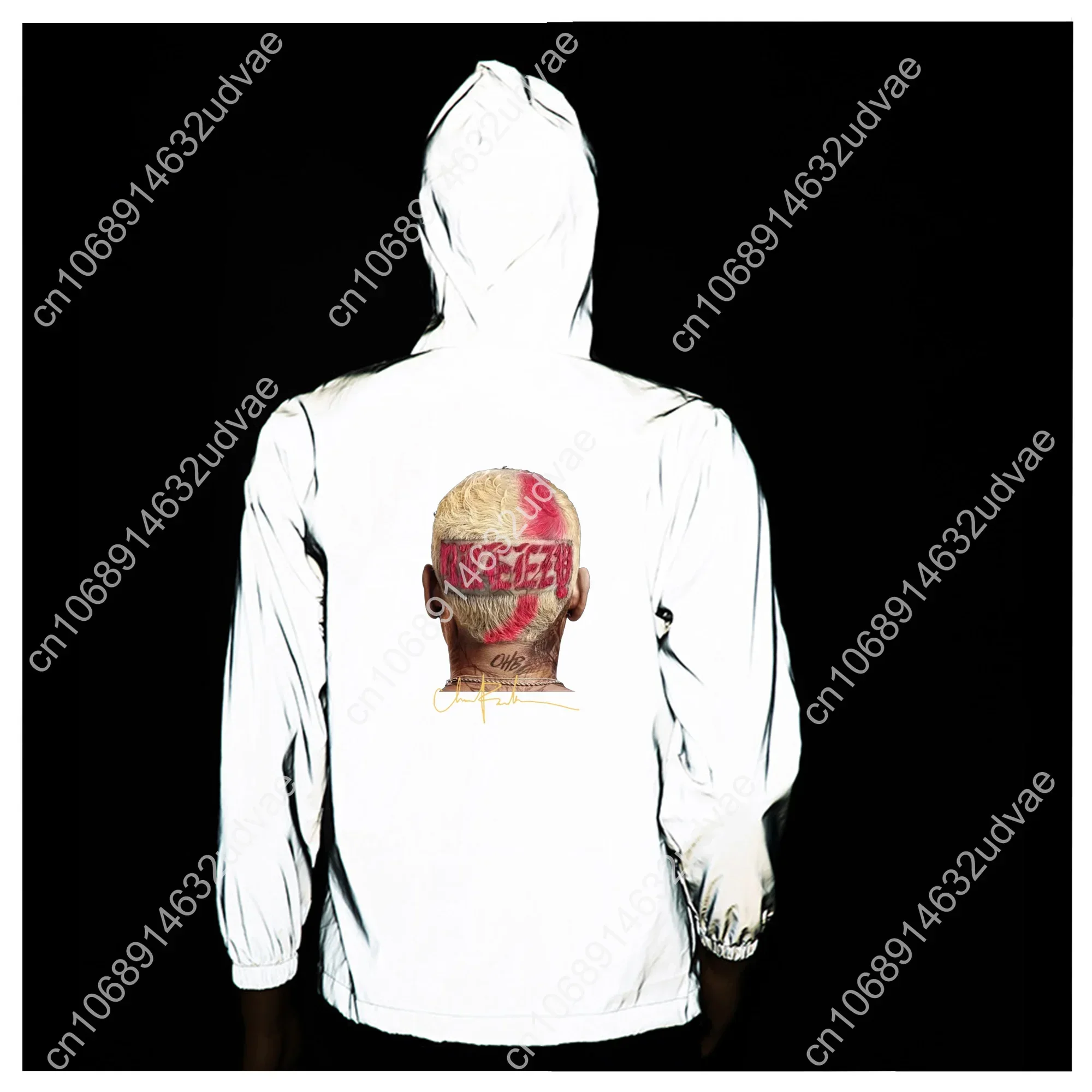 Chris Brown Reflective Jacket Mens Womens Coat Hooded Windbreaker Runing Pocket Jackets Cycling Hiking Zipper Customized Hoodie