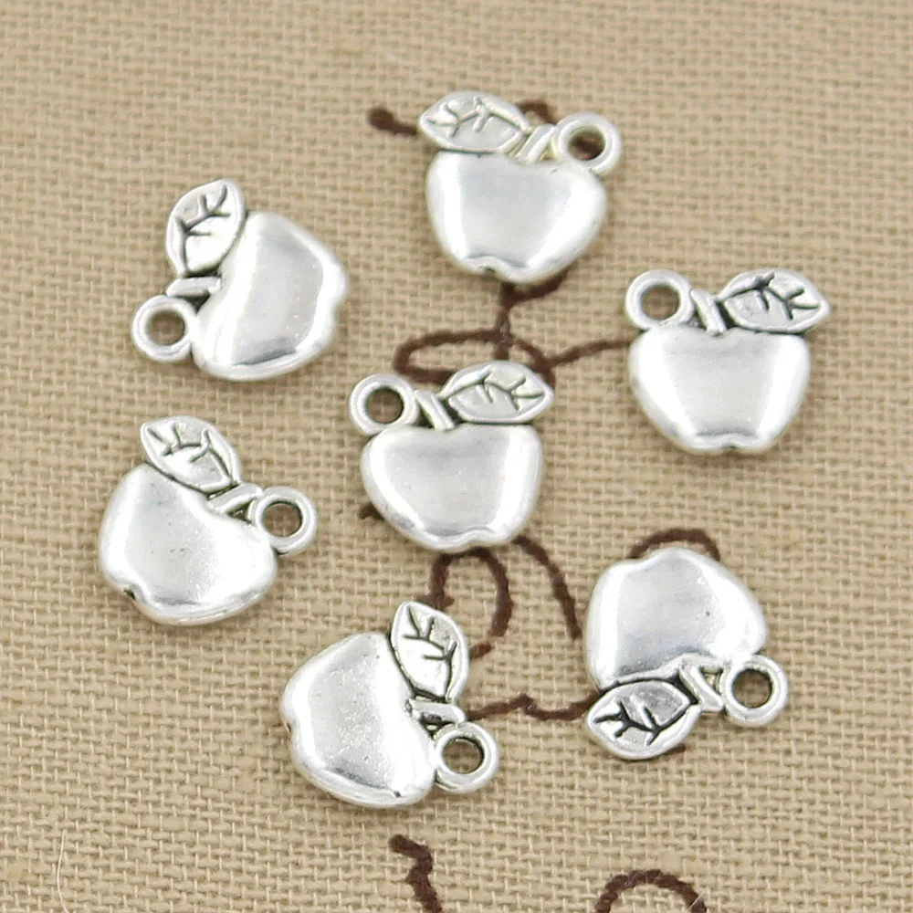 30 pezzi Charms Apple 10x10mm antico che fa ciondolo misura, colore argento bronzo tibetano Vintage, gioielli fatti a mano fai da te