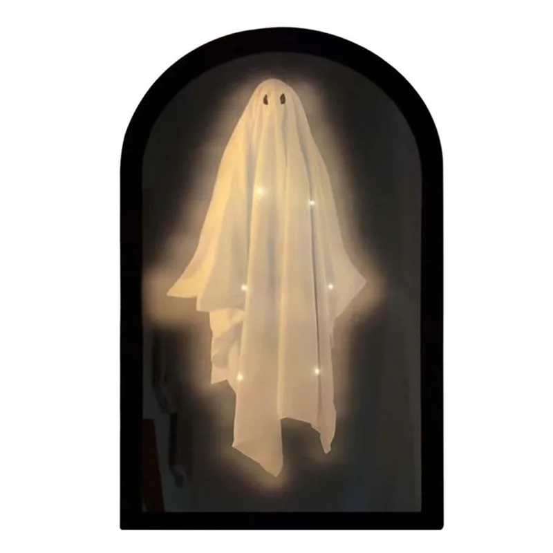 A64Z LED Light Hologram Ghost Mirror For Halloween, Hologram Decor For Indoor, Bedroom, Kitchen, Fireplace