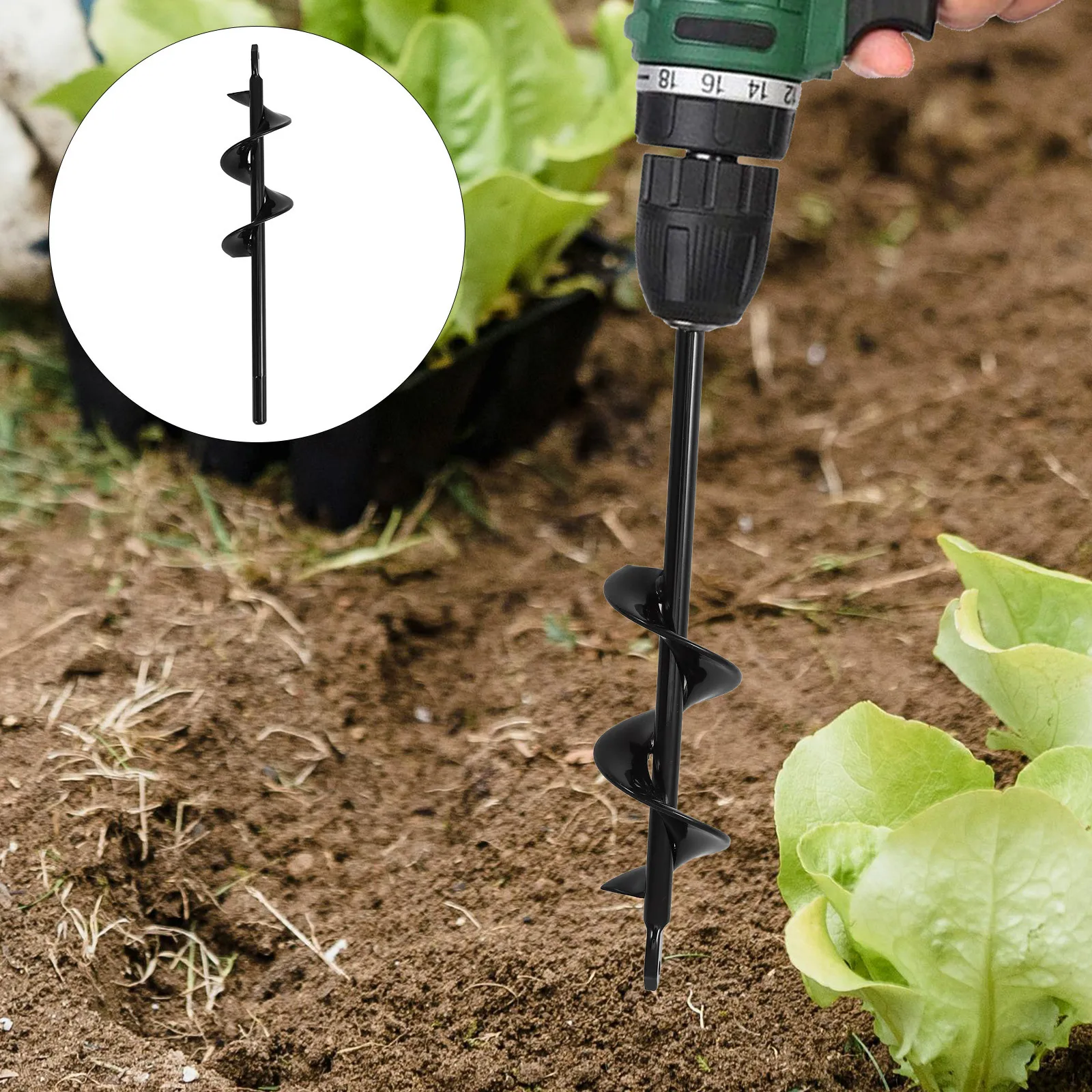 

Auger Drill Bit Bit Suitable for Planting Hole Digger Tool for Sand Wet Dry Soil Any Drive Drill
