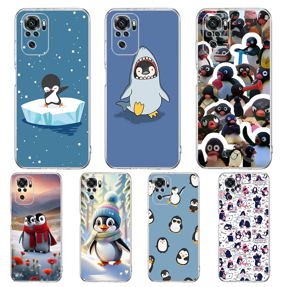 

Cartoon Pingu Penguin Transparent Phone Case for Redmi 13C 12C 10C Note 13 12 11 11T K40 Gaming Plus Pro 5G Soft TPU Cover Shell