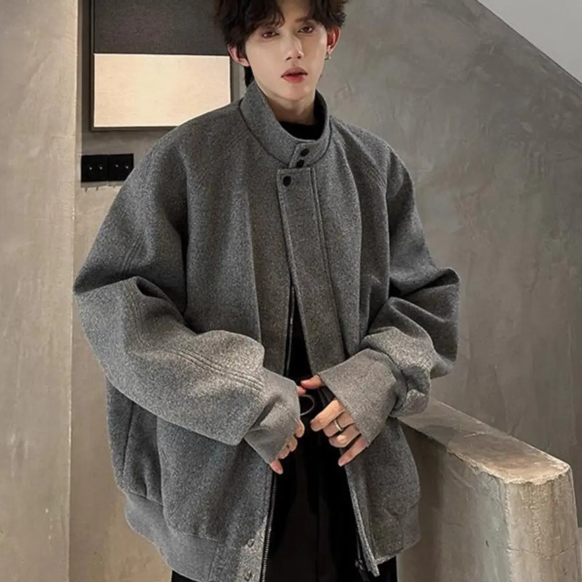 

Мужская толстовка из шерстяной смеси с рукавами-крылышками и рюшами, свободного кроя, объемная, просторная, модная, струящаяся, элегантная