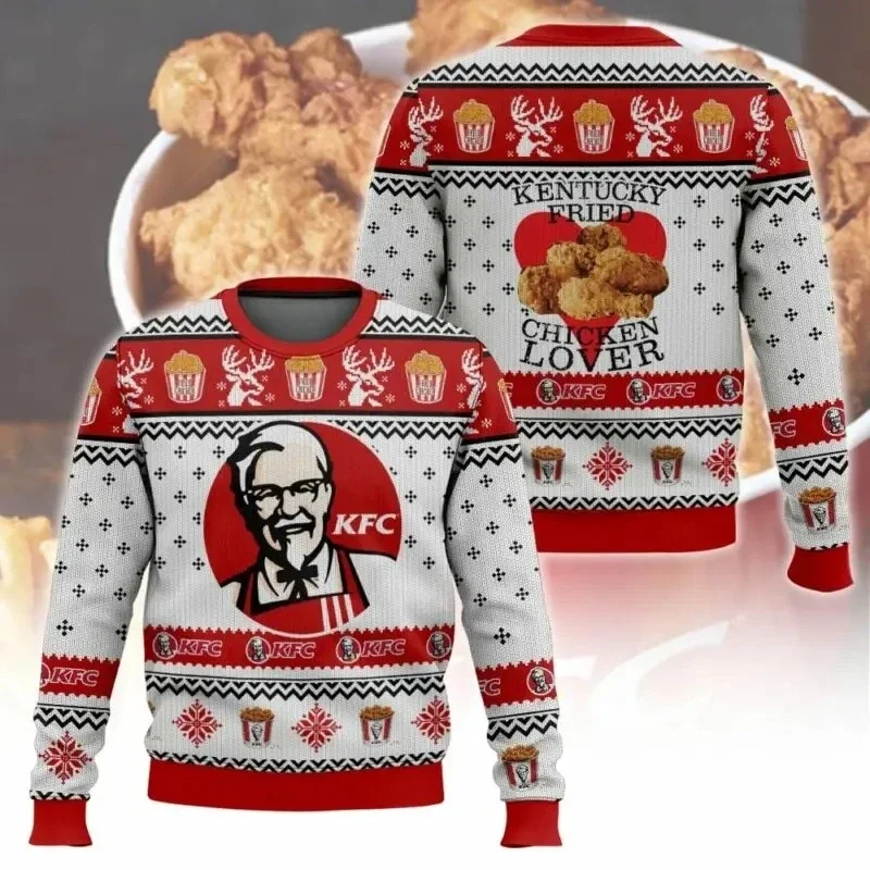 Sweat à capuche laid de noël KFC grand-père neige arbre de noël cerf Festival modèle produit chaud confortable correspondant couleur gratuite riche