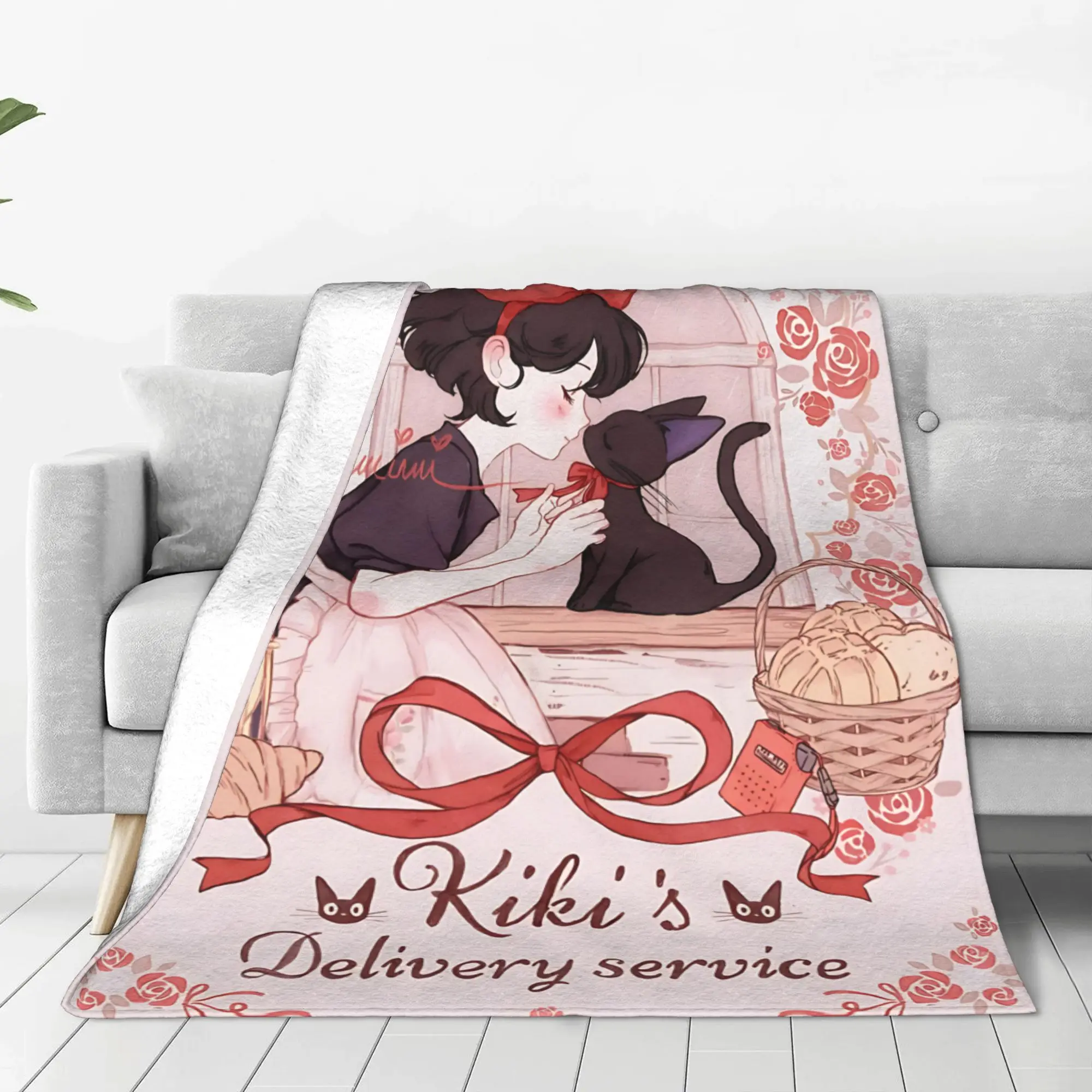 1PC home Cutecore Anime Kikis Delivery Services  Blanket Super Cosy Plush Home Living Room Sofa halloween