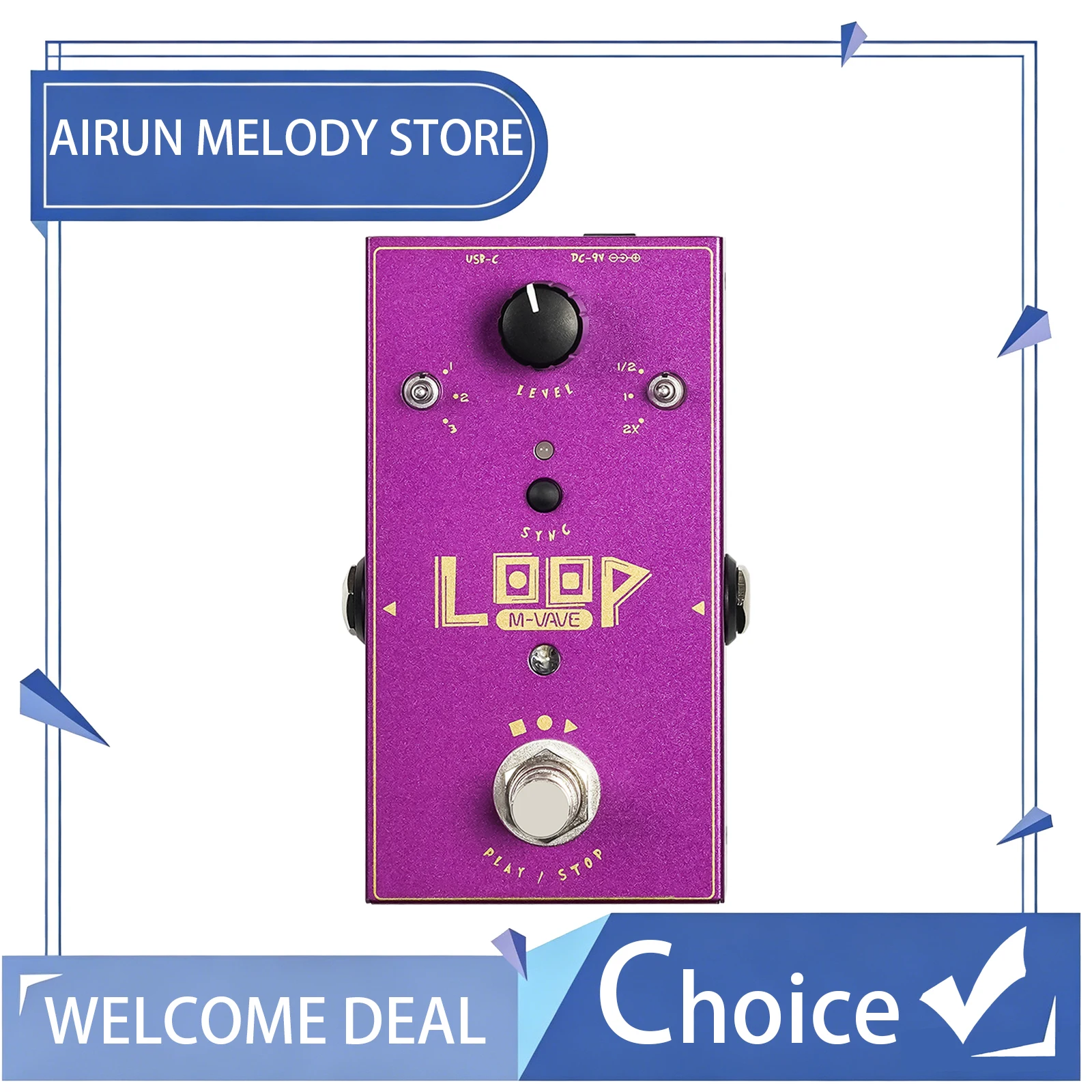 M-VAVE Loop II Looper Guitar Pedal 11min/3-Track Studio Recording Purple Effect Pedal 3-Speed Modes Control Loop Effect Pedal