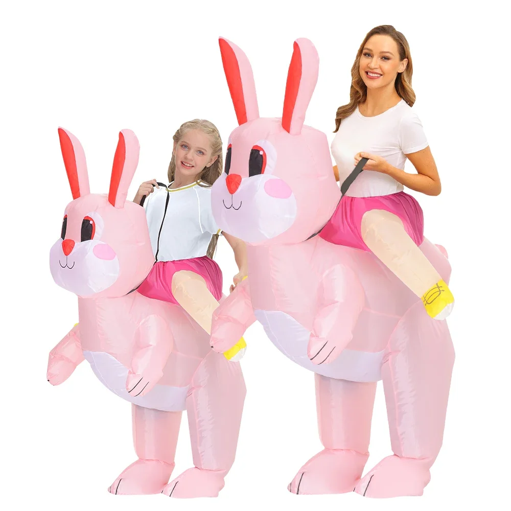 Adult Kids Bunny Rabbit Inflatable Costume Anime Mascot Performance Clothes Halloween Party Carnival Easter Cosplay Costumes