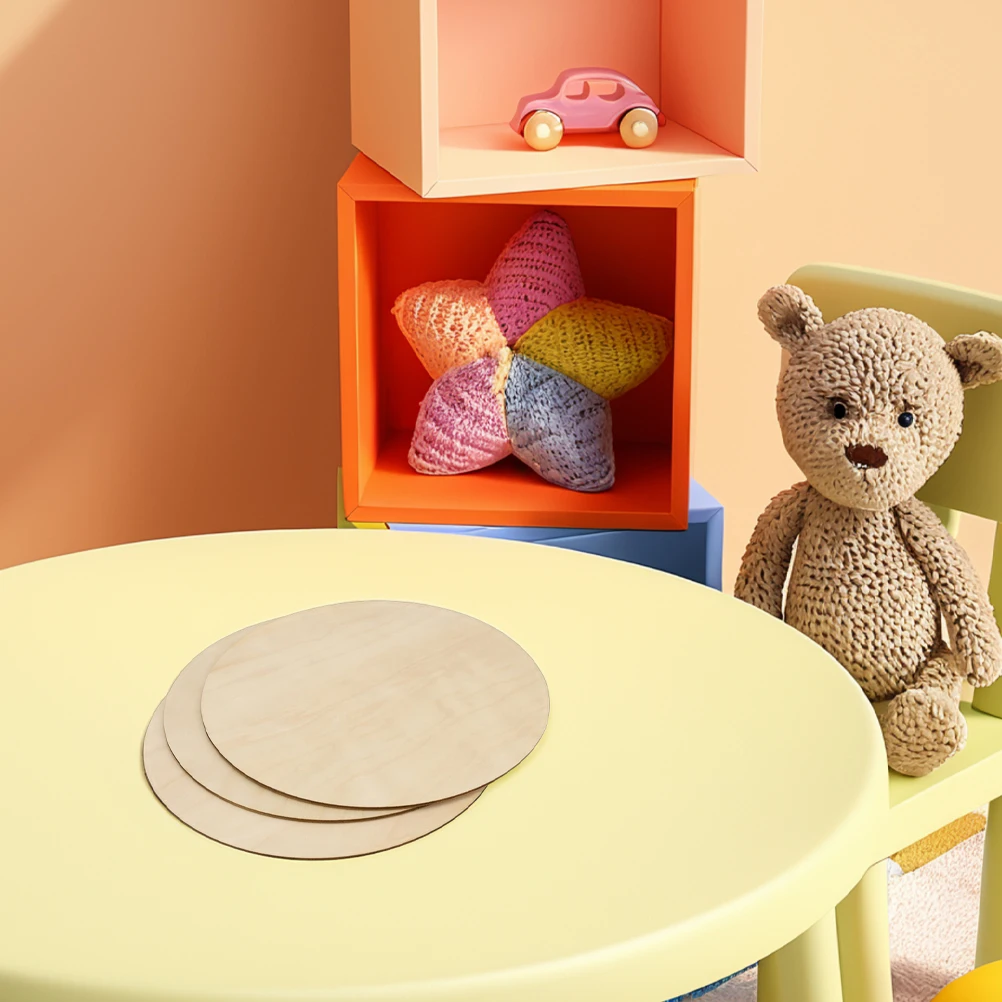 

5 Pcs Round Wood Chips Blank Signs 25cm) Children's Unfinished Graffiti Wooden Door Poplar Board Hangers