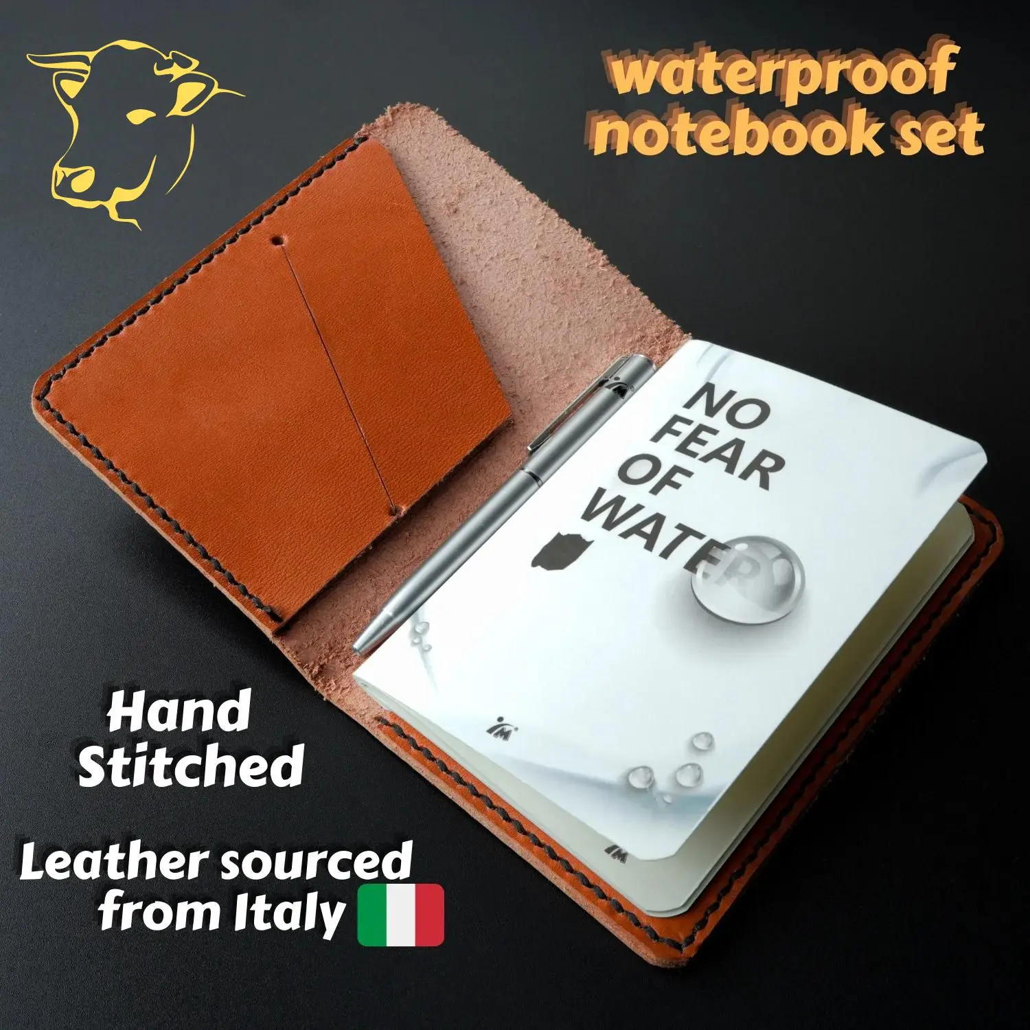 YM. genuine cowhide handmade PU A7 notebook set including pen wallet Stone Paper Waterproof Notepad Rite In The Rain All Weather