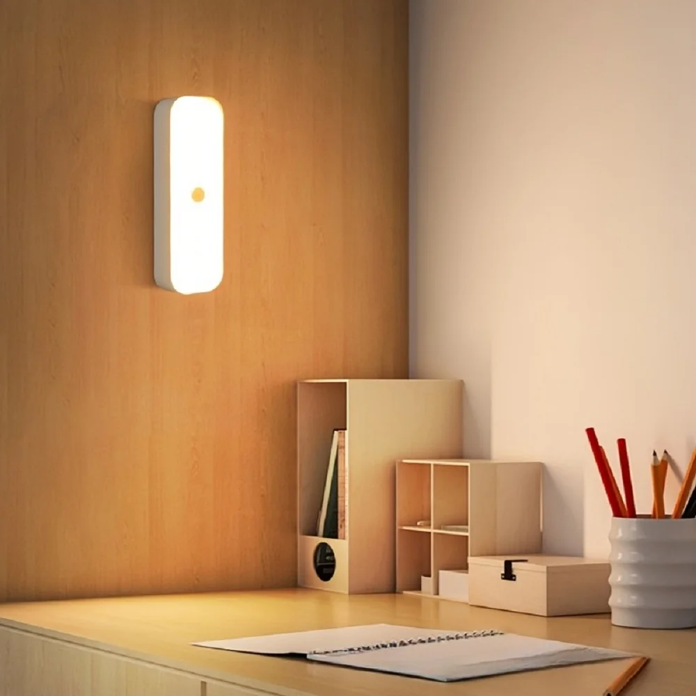 USB Rechargeable Under Cabinet Lights Smart Motion Sensor LED Dimmable Night Light for Kitchen Closet Wardrobe Stairs Lighting