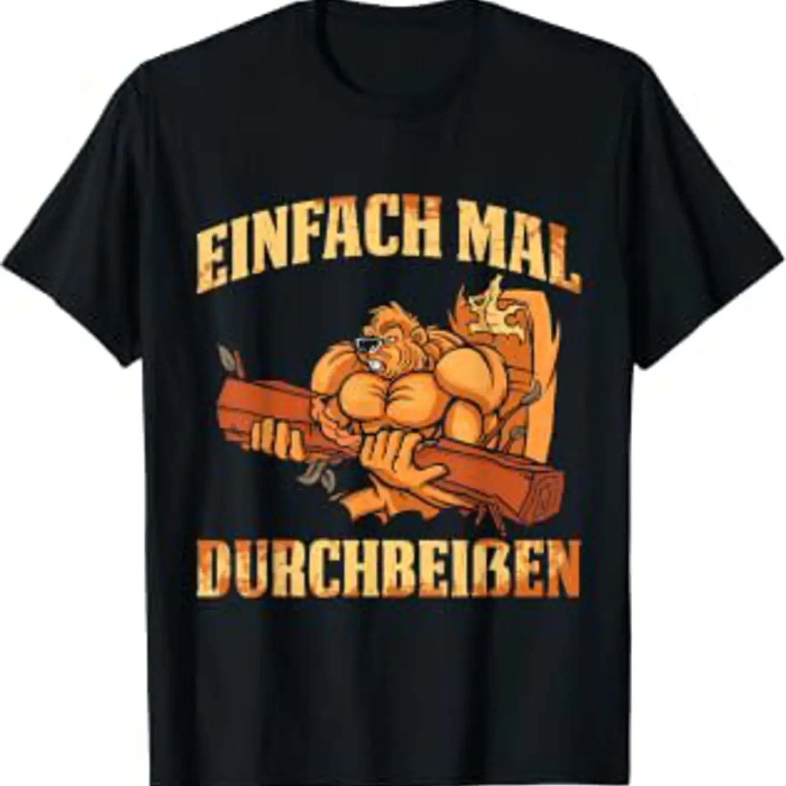 Men's T Shirt with Easy Mal Through Bit Text German Language black vintage Washed Stretched graphic streetwear designer clothes