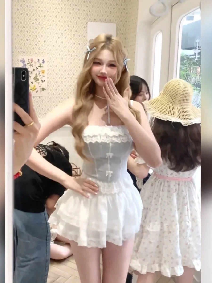 HEZA Kant Splice ter Ne vrouwen Zomer Zoete Gezwollen Rok Set plus Size Ontwerp Gevoel Casual Koreaanse Sle Faion Ensemble