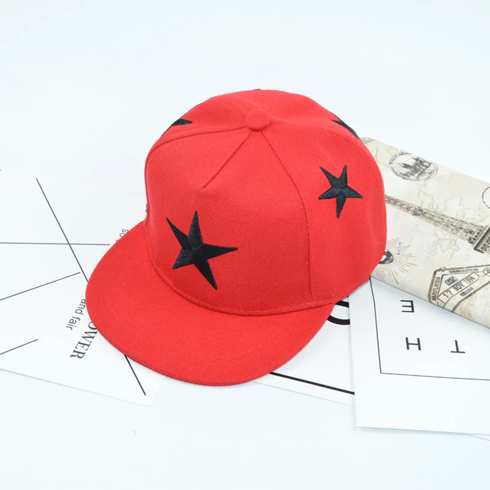 

Cool Lightweight Baseball Cap For Outdoor Sports Durable Adjustable Embroidery Star Design Style Red Hat