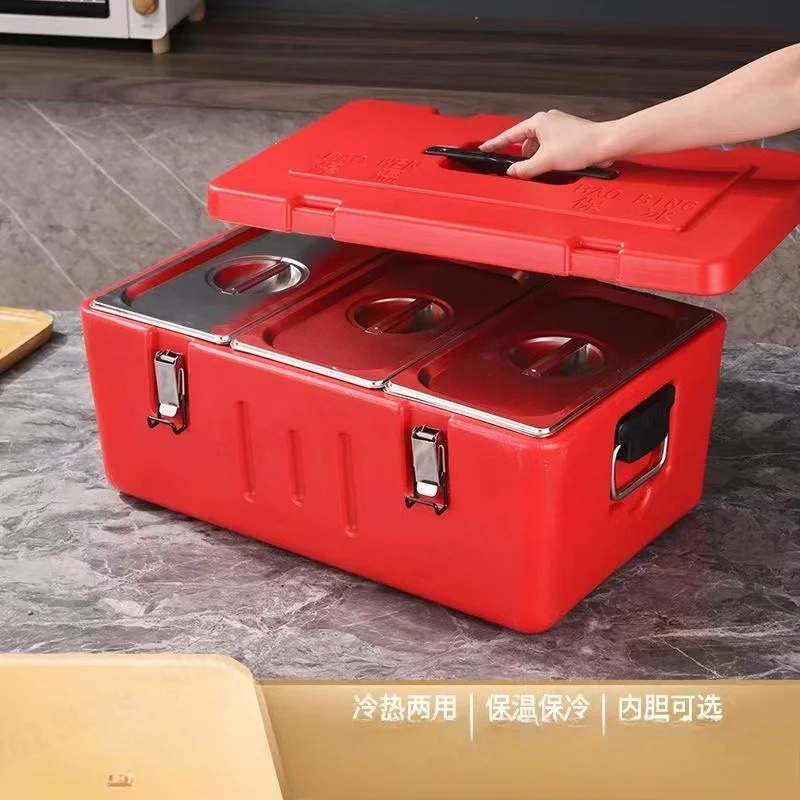 Commercial Stainless Steel Insulated Food Carrier, Thermal Box with Compartments for School and Catering, Portable
