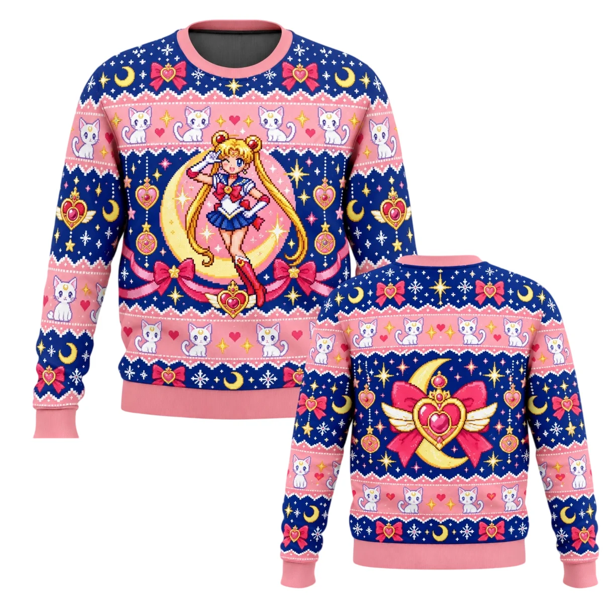 Japanese Anime Sailor Moon 3D Christmas Round Neck Sweatshirt Men Women Autumn Winter Comfort Y2K Ugly Sweater Casual Clothing