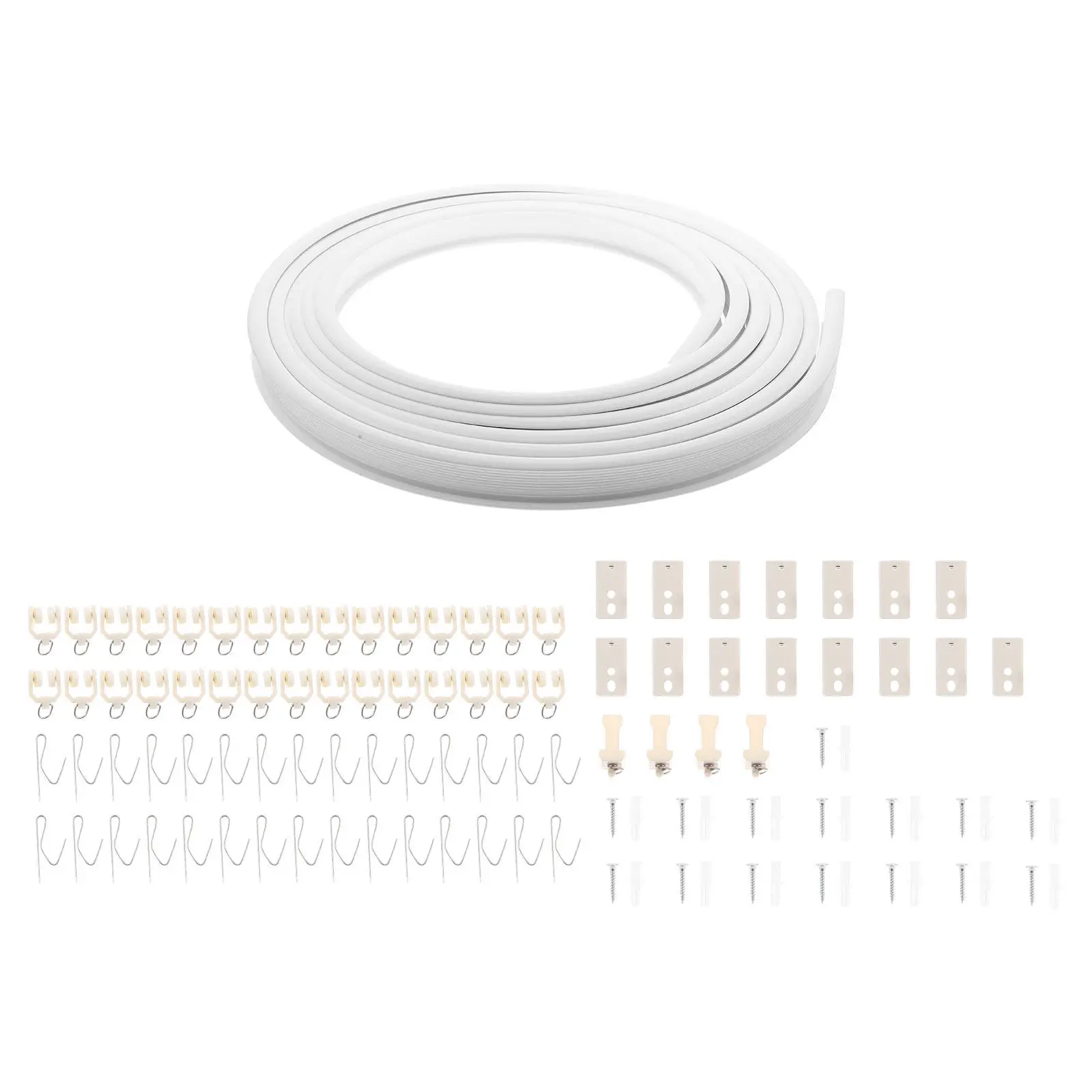 1Set High-End Flexible Curtain Track Set Silent Smooth Heavy-Duty PVC Steel Rail for Bay Window Balcony Room Divider Ceiling