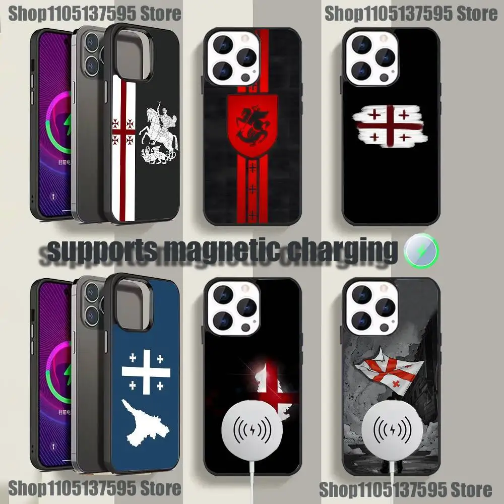 

Georgia Flag Phone Case For iPhone 17,16,15,14,13,12,11,Pro,Max,Plus,Mini,SE4,E Magnetic Magsafe Wireless Charging