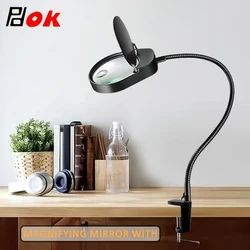 5X Magnifying Desk Lamp LED Magnifier 8X15X Magnifying Glass Table Clamp Lamp Real Glass for Reading,Soldering,Repair,Closework