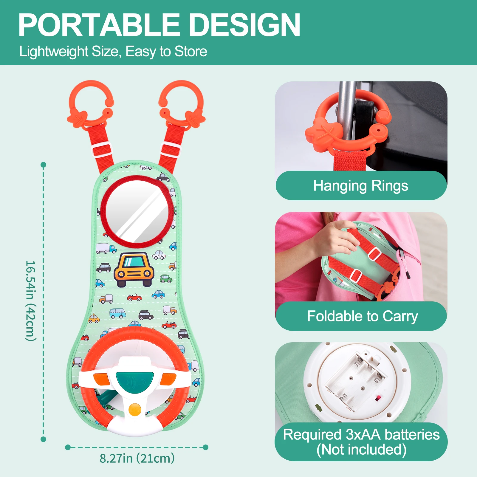 Baby Car Eletric Steering Wheel Toy with Music Baby Seat Copilot Toys Simulate Driving Car Hanging Toys for Todder 0-12M Gifts