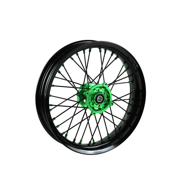 KXF 250 450 KX 125 250 Green Hub Black Rims Motorcycle Assembly Supermoto Wheels Set