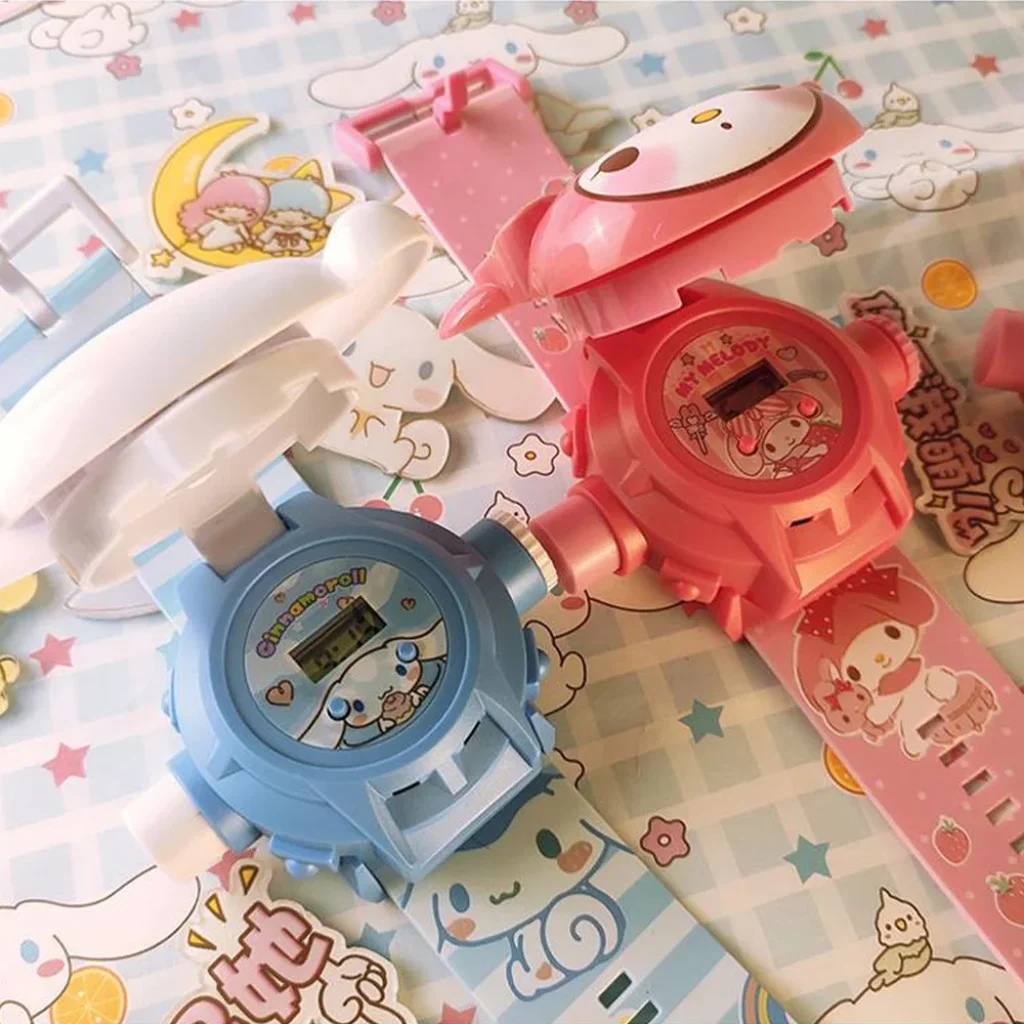 3D Projection Digital Watch Cinnamoroll Hello Kitty Kuromi Melody Anime Figures Cartoon Cute Toy Gifts for Girls Children image 2