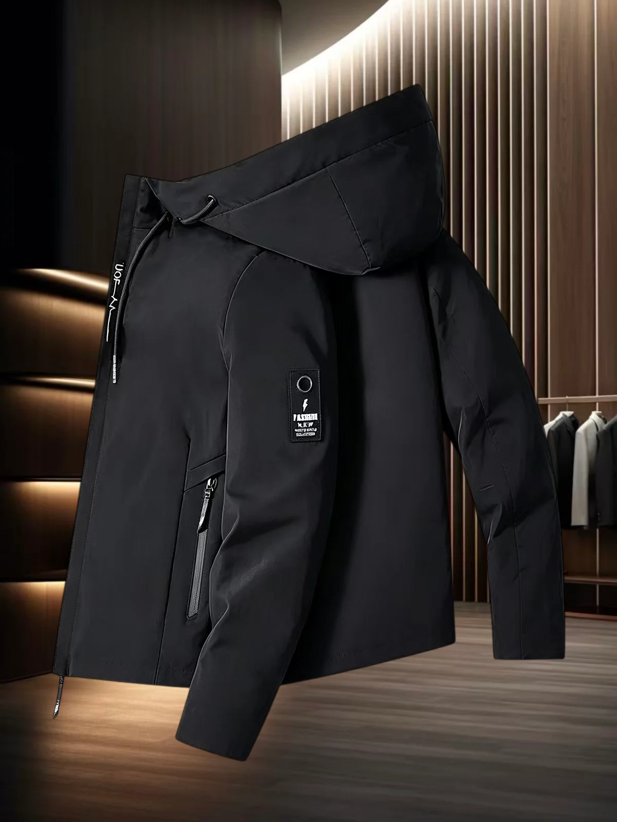 Fashion and Exquisite Hooded Pocket Jacket Autumn Daily Street Walk Leisure Windproof Cycling Zipper Lightweight Men's Outcoat