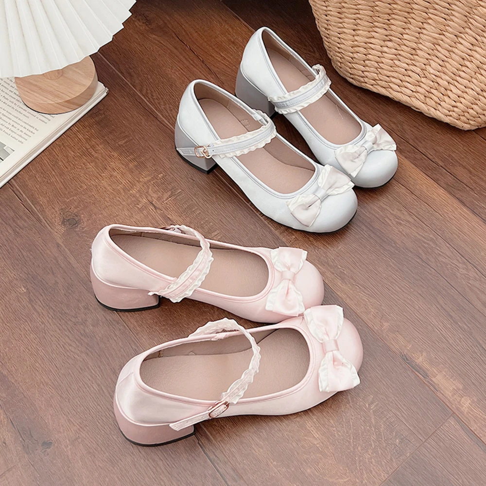 

New Spring Autumn Mary Jane Shoes Fashion Shallow Round Toe Mid Heel Shoes Ladies Elegant Outdoor Single Pumps Shoes