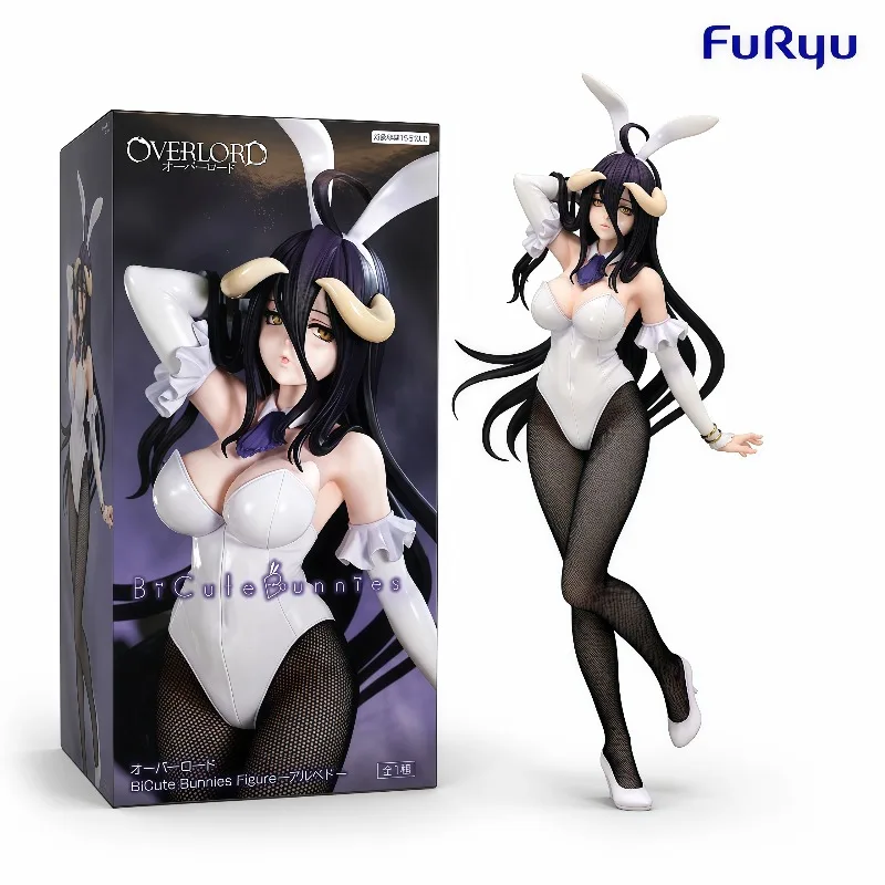 100% Original FuRyu Overlord Albedo White Bunny Girl Version Anime Collectible Figure Desktop Shelf Home Decor Gift Set In Stock