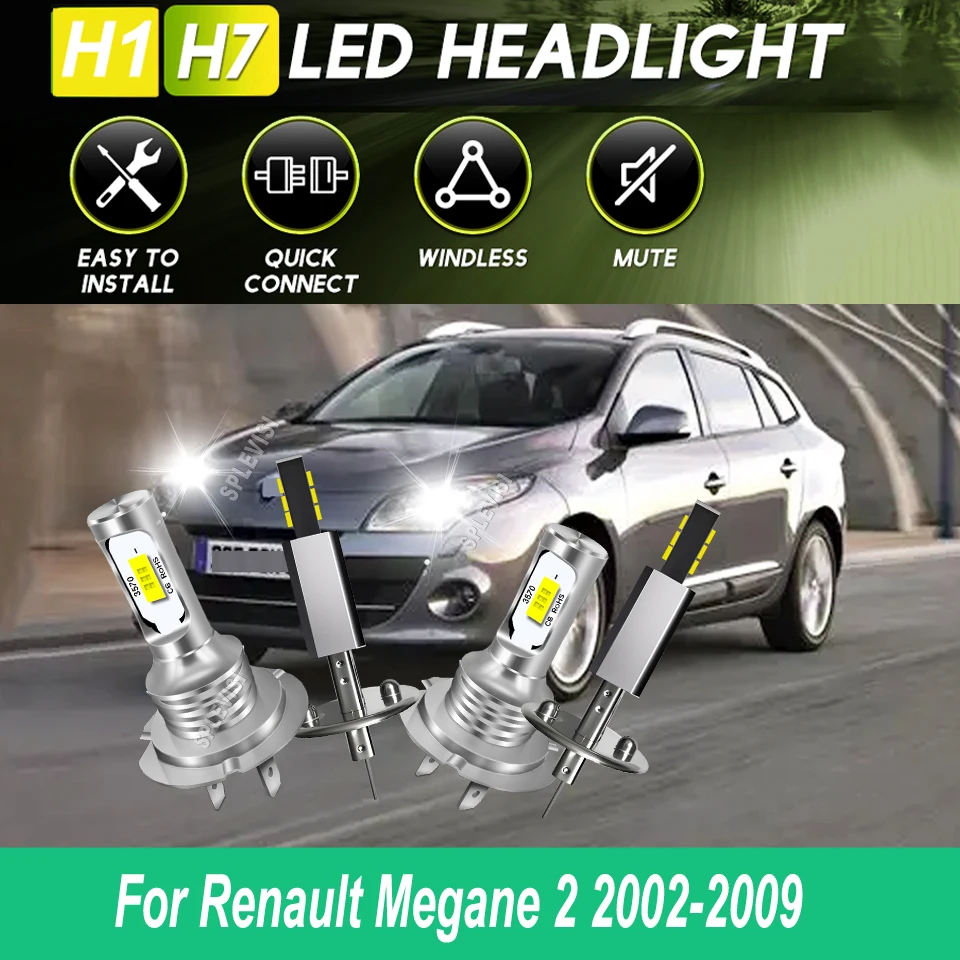 

H1 H7 Main Dipped Beam LED Headlight Light Emitting Diode led For Renault Megane 2 2002 2003 2004 2005 2006 2007 2008 2009