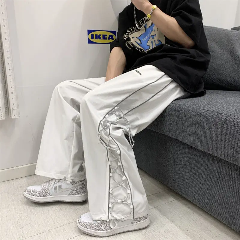 Streetwear White Cargo Pants Men Oversize Wide Pants Harajuku Sweatpants Fashion Joggers Skateboard Pants Techwear 2023 New